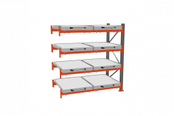 Стеллаж с выкатными платформами ДиКом 2000х1800х1000 на 4 яруса доп. секция