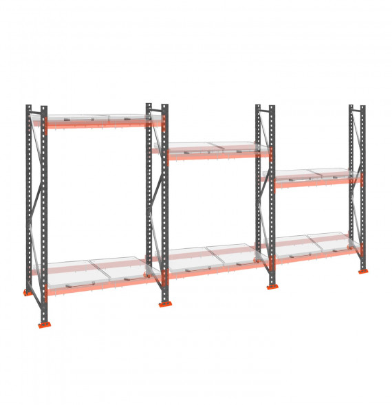 Стеллаж с выкатными платформами ДиКом 2000х5400х1000 на 2 яруса