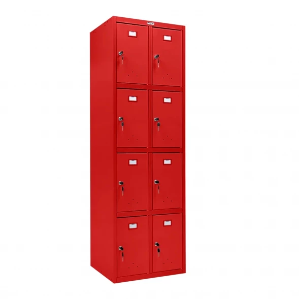 Шкаф металлический с дверцами и замком красный
