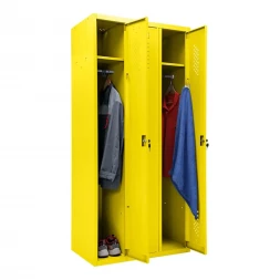 Шкаф металлический трехсекционный желтый