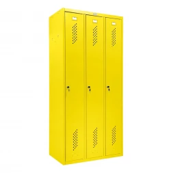 Шкаф металлический трехсекционный желтый