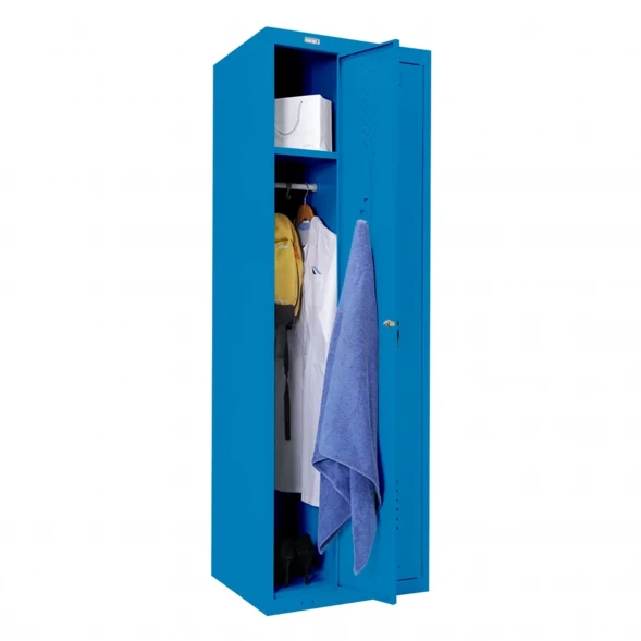 Шкаф металлический для рабочей спецодежды голубой
