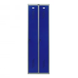 Шкаф металлический двухдверный серый с синим