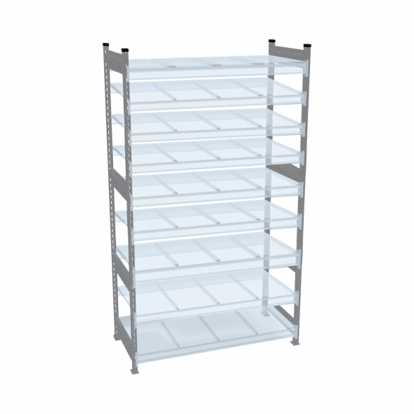 Стеллаж СТ-023 2000х2100х800 с 9 ярусами (рамы и настил - цинк)