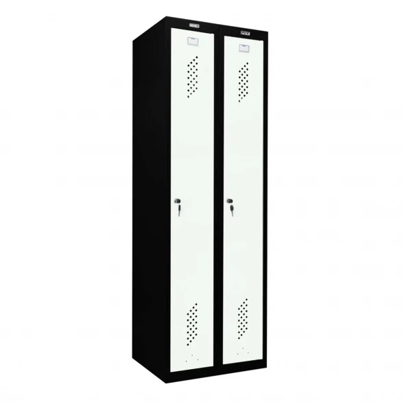 Шкаф металлический для раздевалки черный с белым