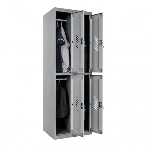 Шкаф металлический четырехсекционный сигнальный серый