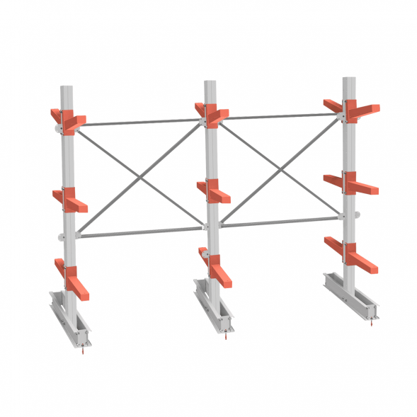 Стеллаж консольный СТ-062 2450х3160х1400 3 яруса двухсторонний