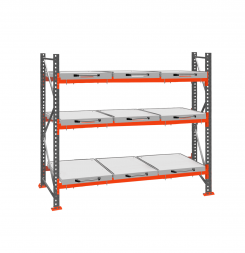 Стеллаж с выкатными платформами ДиКом 2500х2700х1000 на 3 яруса П-90