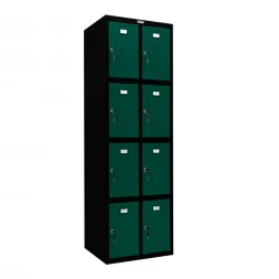 Шкаф металлический для личных вещей черный с темно-зеленым