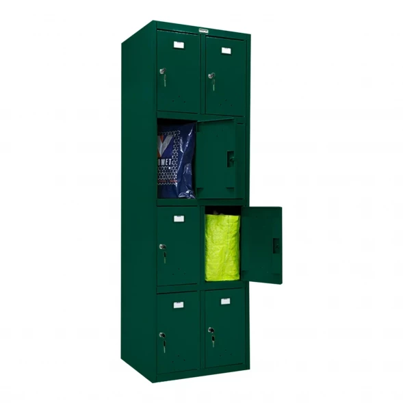 Шкаф металлический с дверцами и замком темно-зеленый