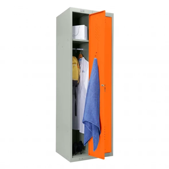Шкаф металлический для рабочей спецодежды оранжевый