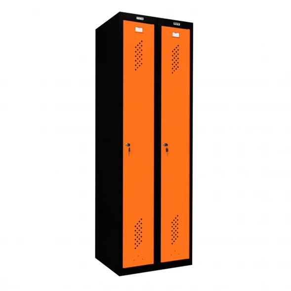 Шкаф металлический для рабочей спецодежды оранжевый