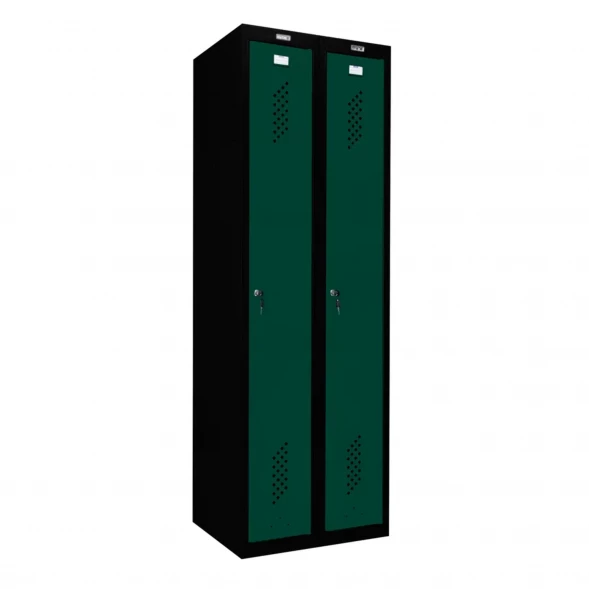 Шкаф металлический для раздевалки черный с темно-зеленым