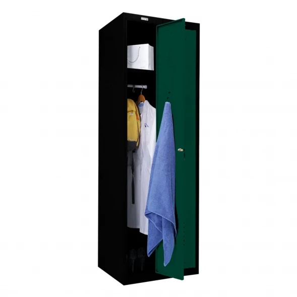 Шкаф металлический для раздевалки черный с темно-зеленым