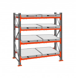 Стеллаж с выкатными платформами ДиКом 2500х1800х1000 на 4 яруса П-90