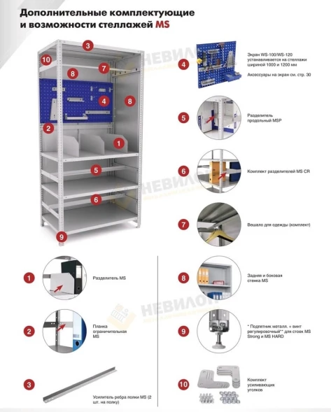 Стеллаж MS Hard 2200х1000х500 c 8 полками