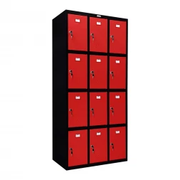 Шкаф металлический для сумок черный с красным