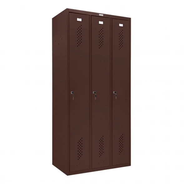 Шкаф металлический трехсекционный коричневый