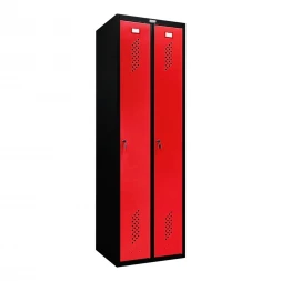 Шкаф металлический двухдверный черный с красным