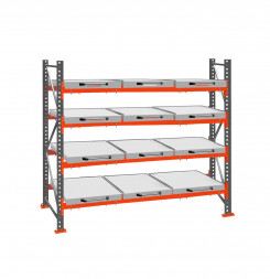Стеллаж с выкатными платформами ДиКом 2000х2700х1000 на 4 яруса