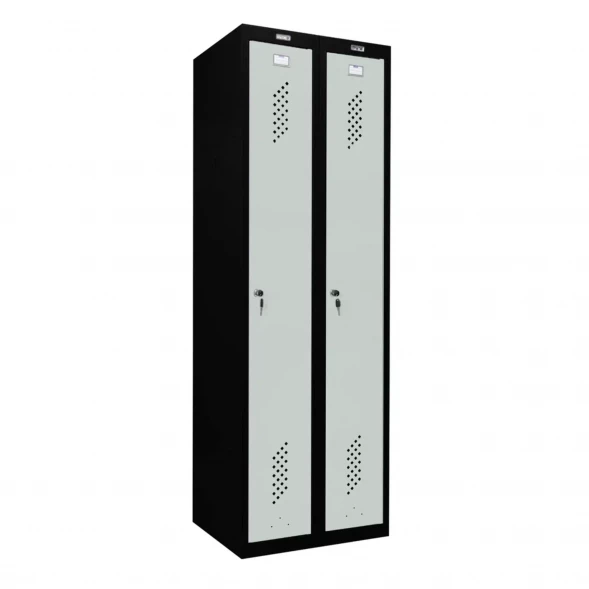 Шкаф металлический для раздевалки черный со светло-серым