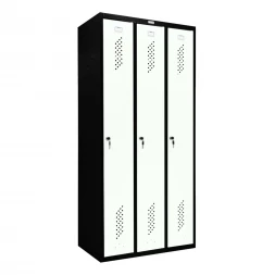 Шкаф металлический трехдверный черный с белым