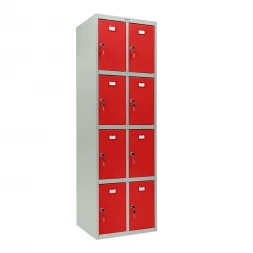 Шкаф металлический для личных вещей серый с красным
