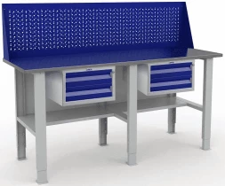 Верстак с перфопанелью производственный W200.F2/F2/F2.210.W