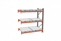 Стеллаж с выкатными платформами ДиКом 2000х1800х1000 на 3 яруса доп. секция