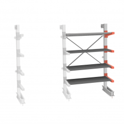 Стеллаж консольный СТ-062 2450х1660х830 4 яруса +Н односторонний, доп. секция