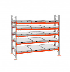Стеллаж с выкатными платформами ДиКом 3000х2700х1000 на 5 ярусов П-90