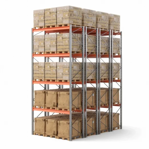 Стеллаж двойной глубины 6000х2700х1100 до 3250 кг / до 12670 кг секция