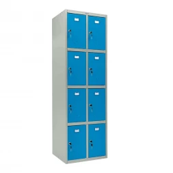 Шкаф металлический для личных вещей серый с голубым