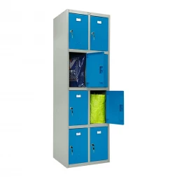 Шкаф металлический для личных вещей серый с голубым