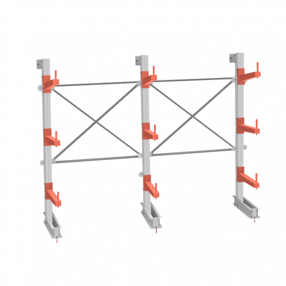 Стеллаж консольный СТ-062 2450х3160х830 3 яруса +О односторонний