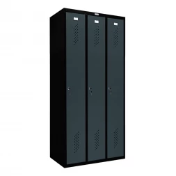 Шкаф металлический трехдверный черный с графитом