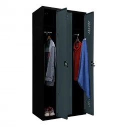Шкаф металлический трехдверный черный с графитом