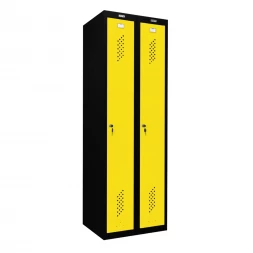 Шкаф металлический для раздевалки черный с желтым