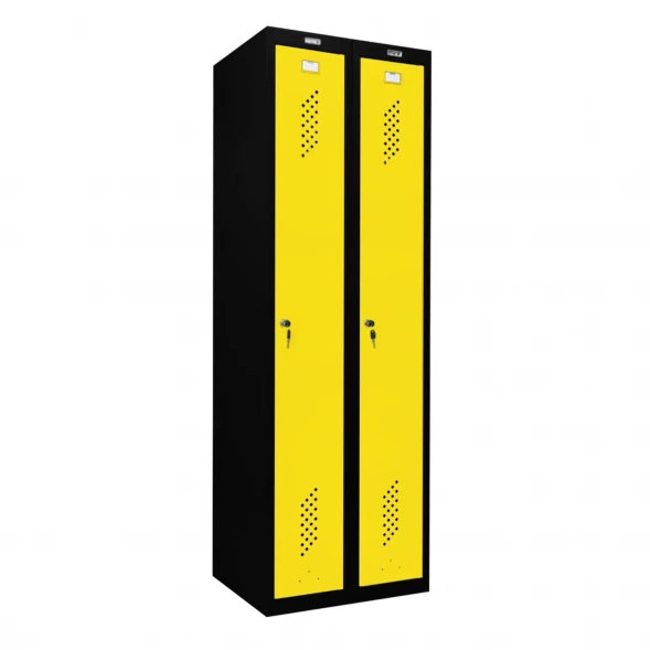 Шкаф металлический для раздевалки черный с желтым