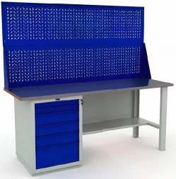 Верстак металлический промышленный с освещением W200.WS6/F2.020.W