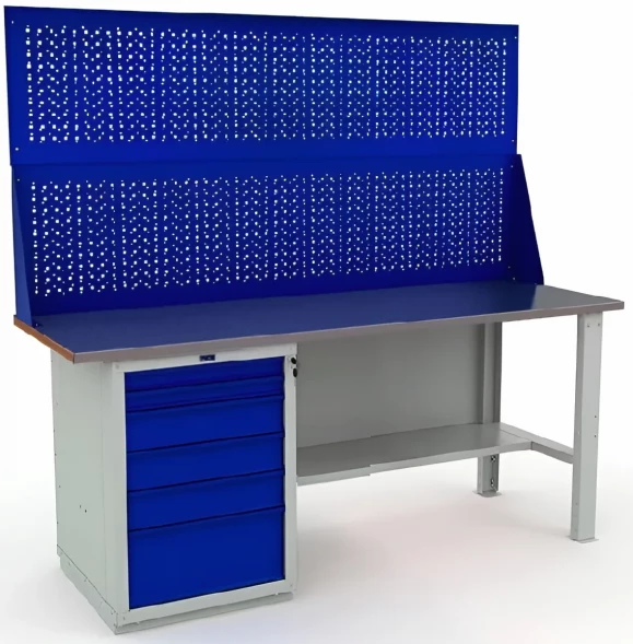 Верстак металлический промышленный с освещением W200.WS6/F2.020.W