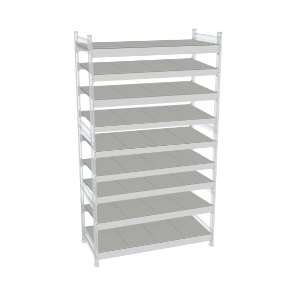 Стеллаж СТ-023 2500х1200х600 с 9 ярусами (рамы и настил - окрас)