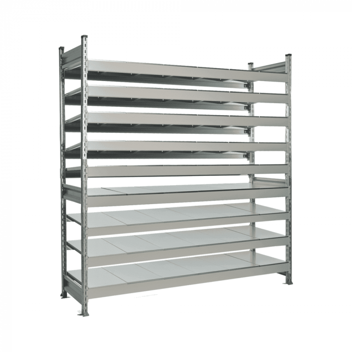 Стеллаж СТ-023 3000х1200х300 с 9 ярусами (рамы и настил - окрас)
