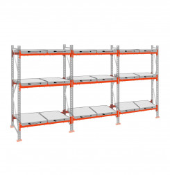 Стеллаж с выкатными платформами ДиКом 2000х5400х1000 на 3 яруса