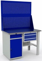 Верстак с полками и перфопанелью модульный WT120.WD2/F1.120