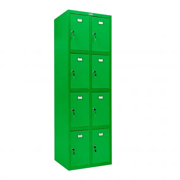 Шкаф металлический с дверцами и замком зеленый