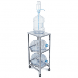 Мобильный стеллаж для воды Бомис-2П для 2 бутылей по 19 л, металлик