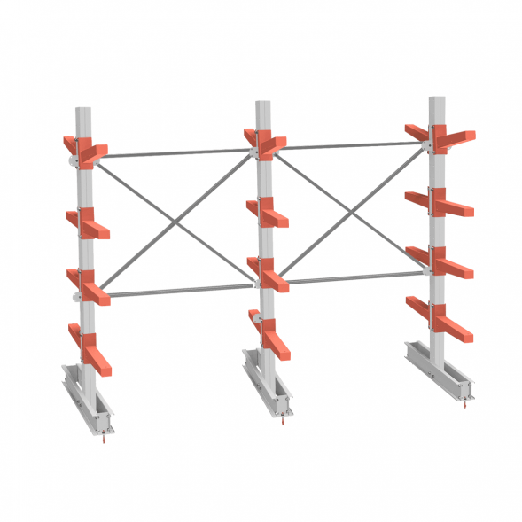 Стеллаж консольный СТ-062 2450х3160х1400 4 яруса двухсторонний