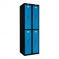 Шкаф металлический четырехдверный черный с голубым