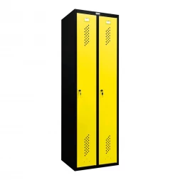 Шкаф металлический двухдверный черный с желтым